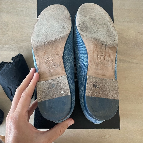 Authentic Chanel Ballet Flats - printed denim size 38 - Picture 9 of 10